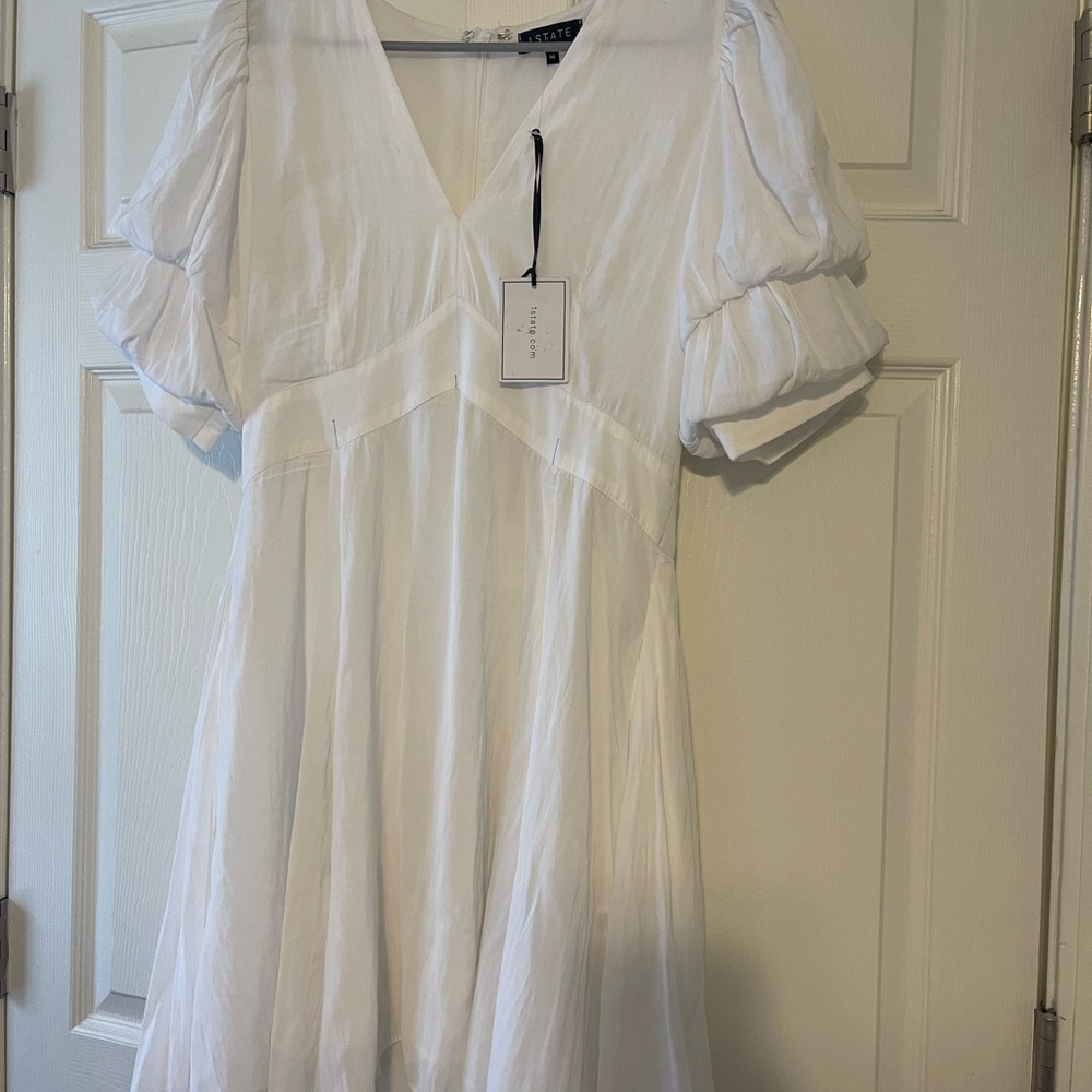 White Puff Sleeve Dress
